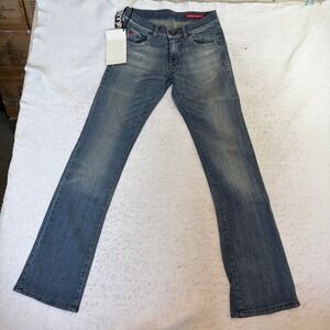 NEW WITH TAGS! Miss Sixty Jeans Womens 27 Blue Bootcut Low Rise Faded Distressed